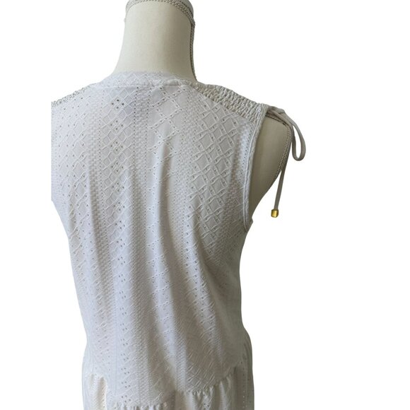 MICHAEL KORS White Eyelet Ruffle Tank Top Size Small - Picture 5 of 6
